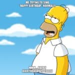 Homer Simpson drooling while singing 'Happy Birthday' awkwardly.