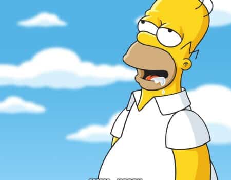 Homer Simpson drooling while singing 'Happy Birthday' awkwardly.