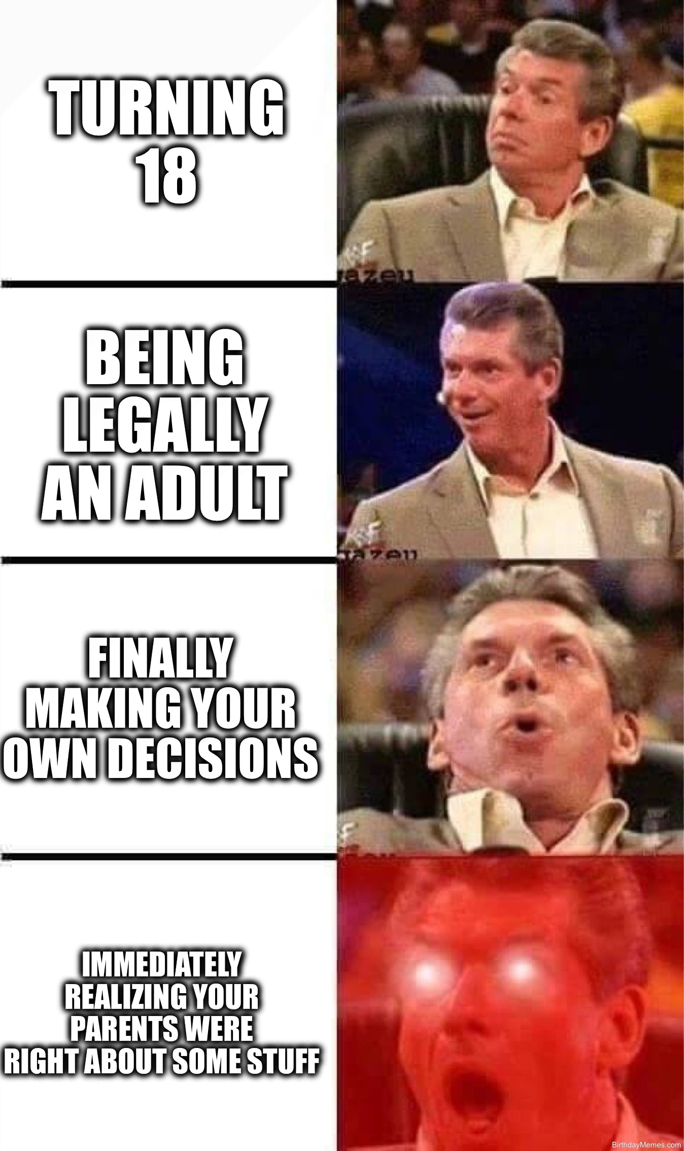 Funny birthday meme image with readable birthday joke text